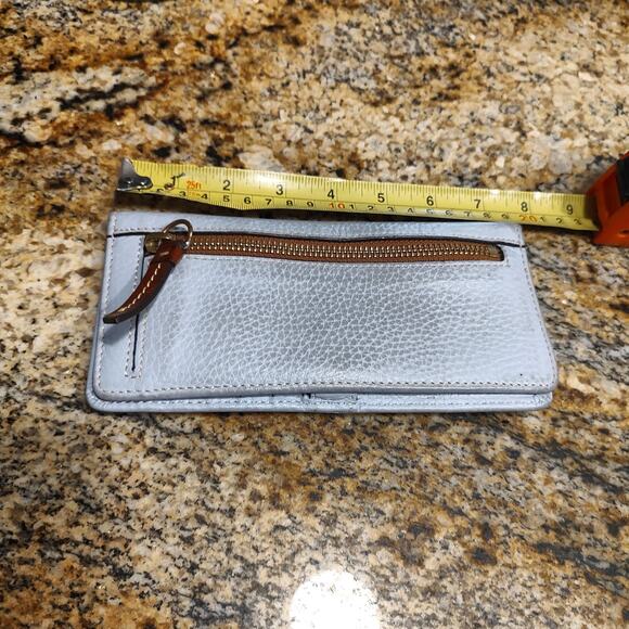 NEW DOONEY & BOURKE Croco Embossed Leather Tri-Fold Wallet  Dooney Bourke Light Blue Leather Wallet with Zipper